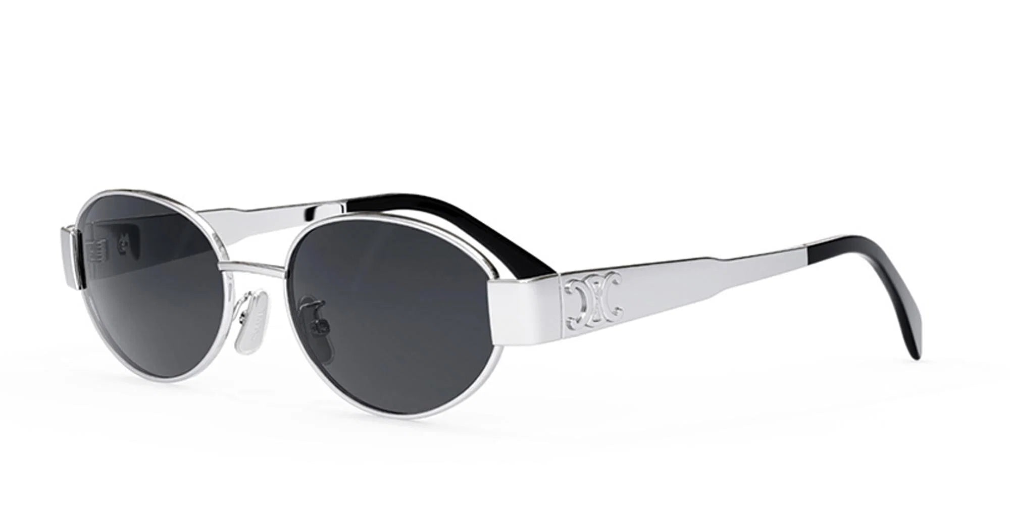 Gafas de Sol Celine Ovaladas Plateadas con Lentes Azul Oscuro