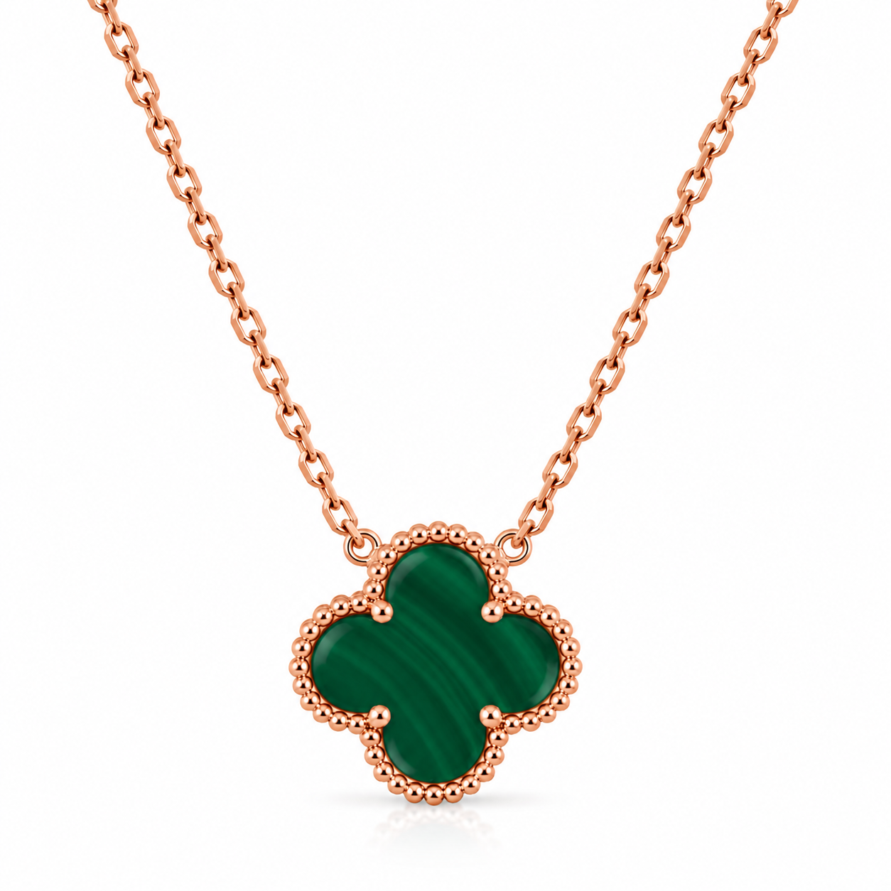 Collar Van Cleef 1 Trebol Verde Rose Gold