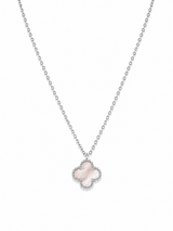 Collar Van Cleef Plateado 1 Trebol Blanco Pequeño