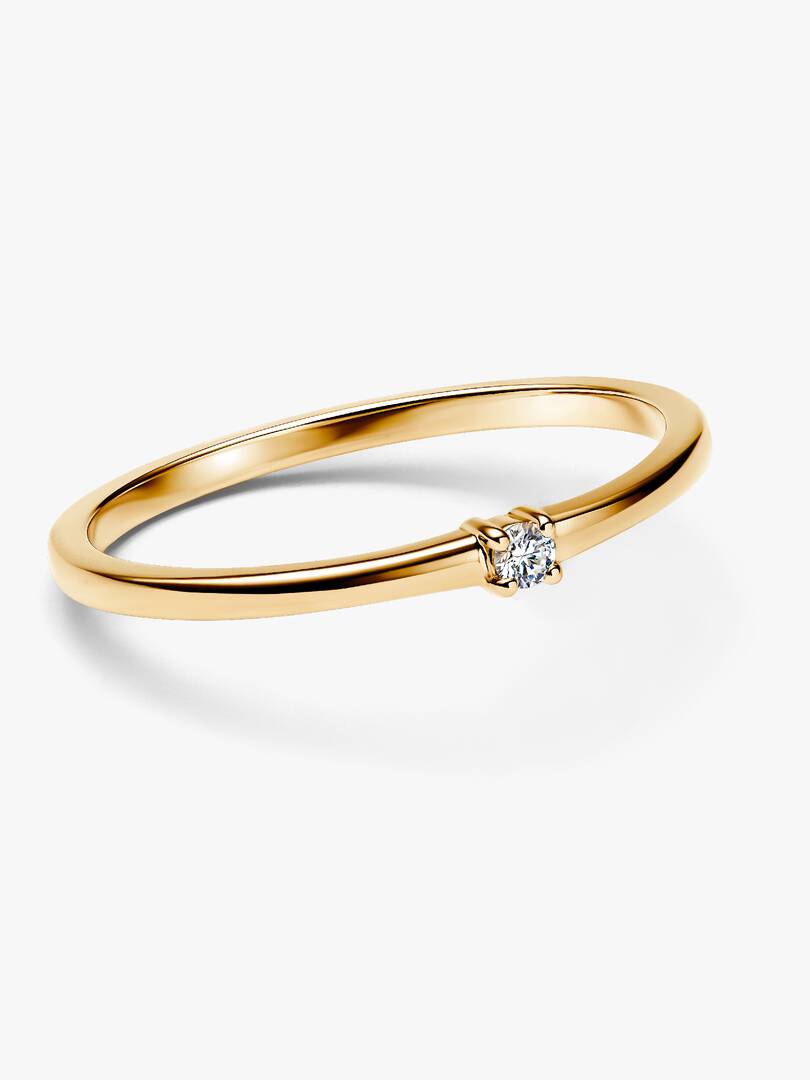 Anillo Solitario Delicado en Dorado con Zirconia Minimalista