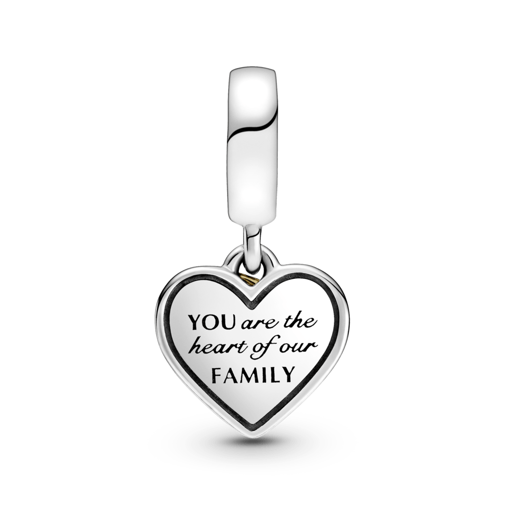 Charm Colgante de Dos Tonos Árbol de Familia y Corazón