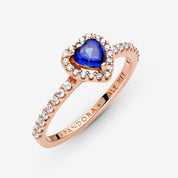 Anillo Corazón en Relieve Azul Brillante