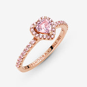 Anillo Corazón Brillante Elevado Rosa