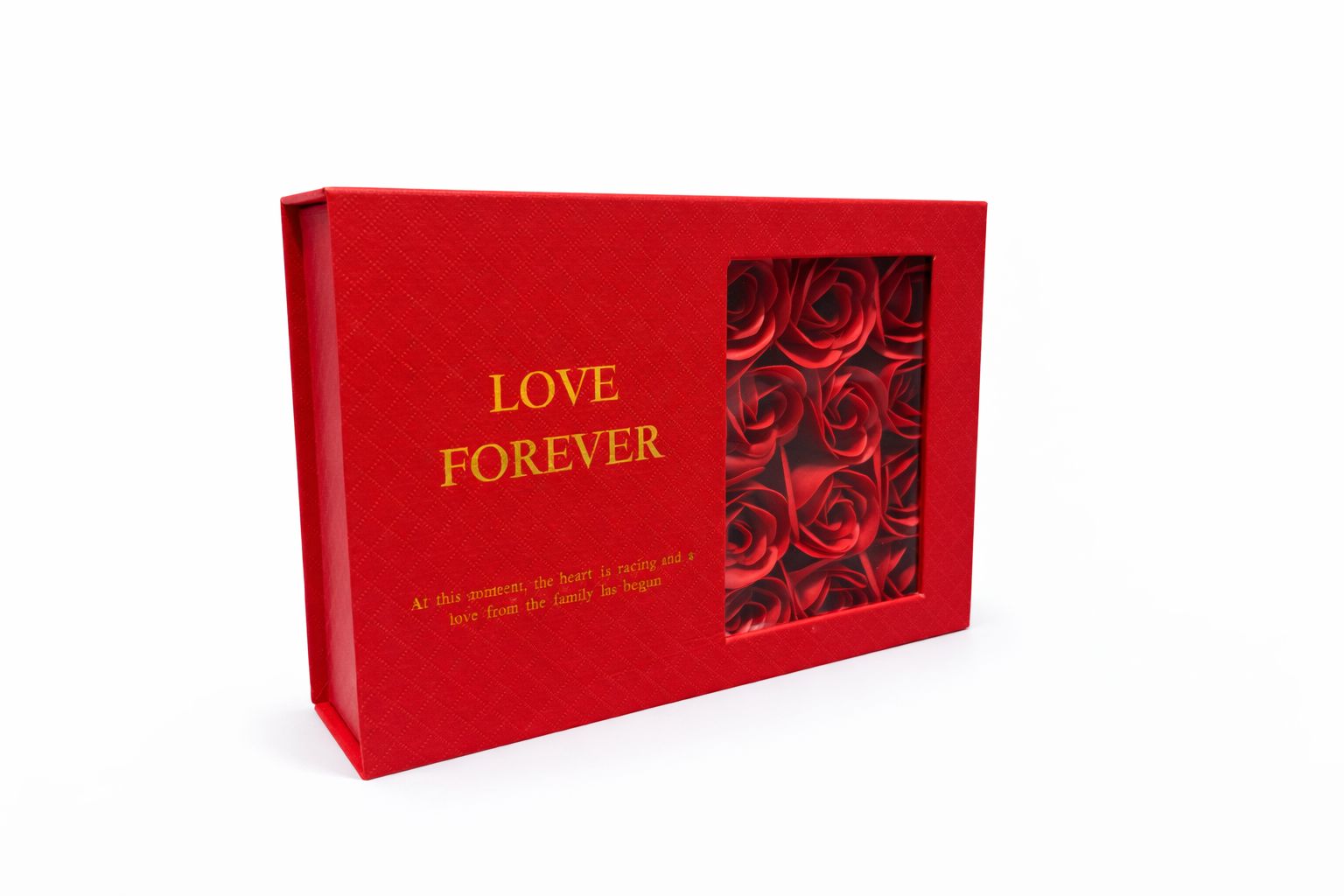 Caja Roja Con Flores Decorativa