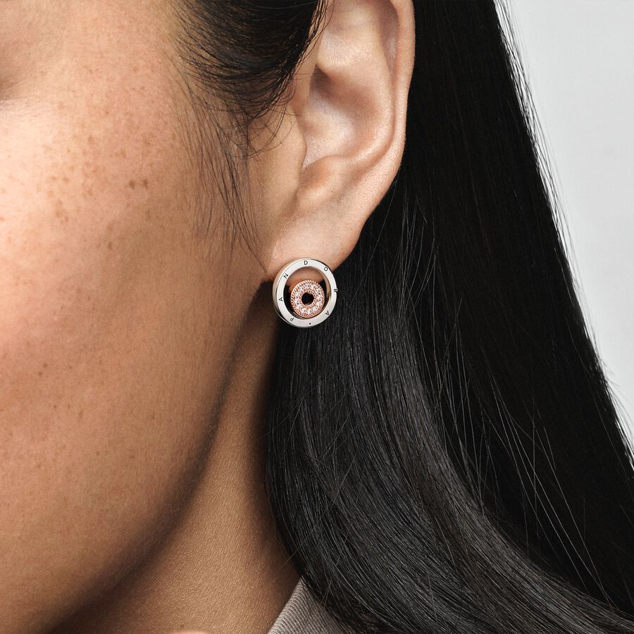 Pendientes de Botón Pandora Signature Logo Circulos
