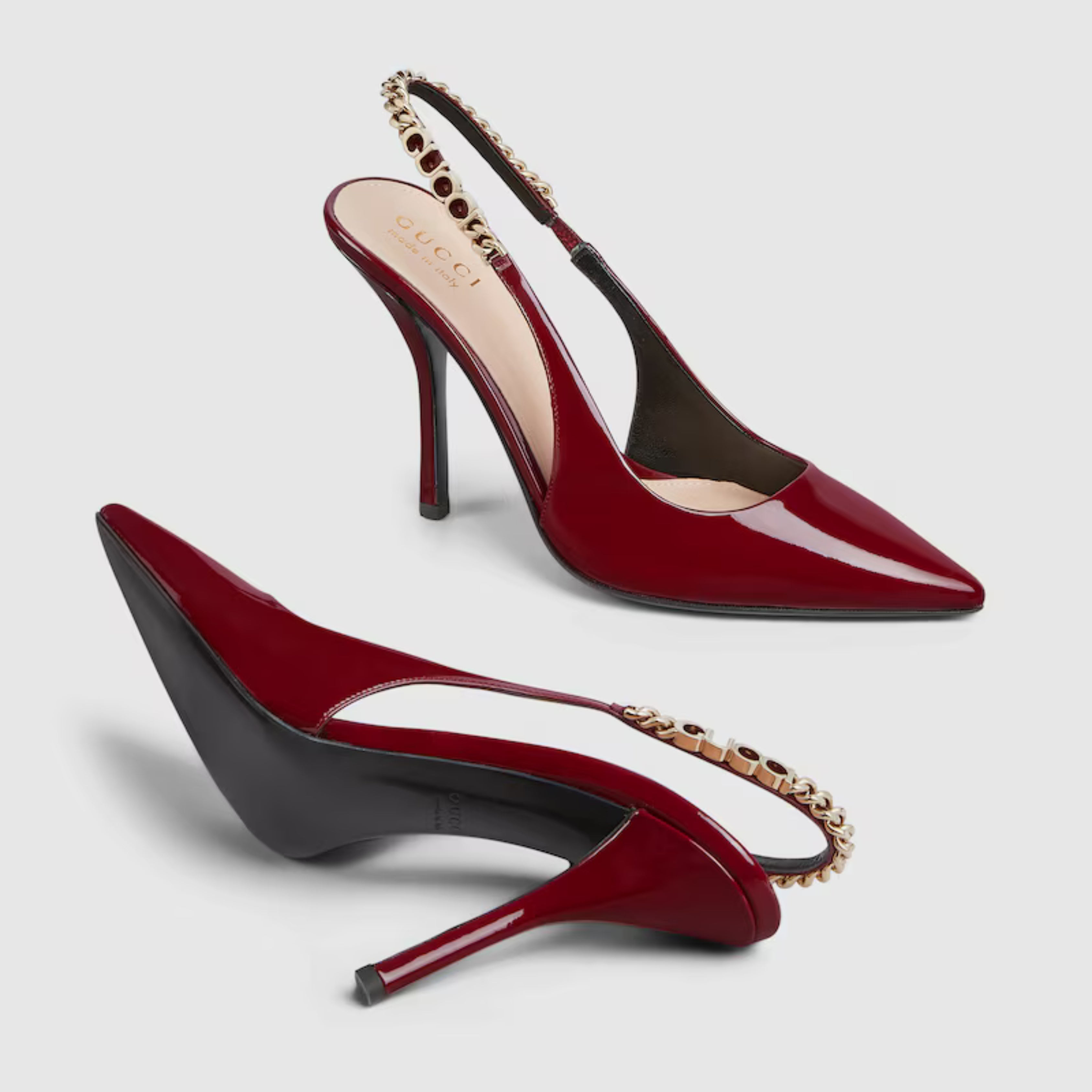 Zapato de salón Gucci Signoria con talón descubierto Rojo