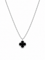 Collar Van Cleef Plateado 1 Trebol Negro Pequeño