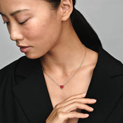 Conjunto Corazon Rojo Halo Brillante (Collar + Pendientes)