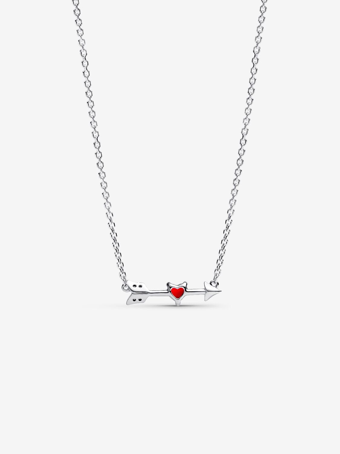 Collar Flecha y Corazón Rojo Cristal de Murano Plata de primera ley