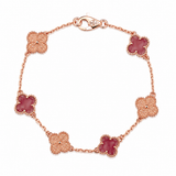 Pulsera Van Cleef Rose Gold y Rosado Oscuro Treboles Pequeños
