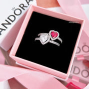 Anillo Corazón Rosa Fucsia Brillante