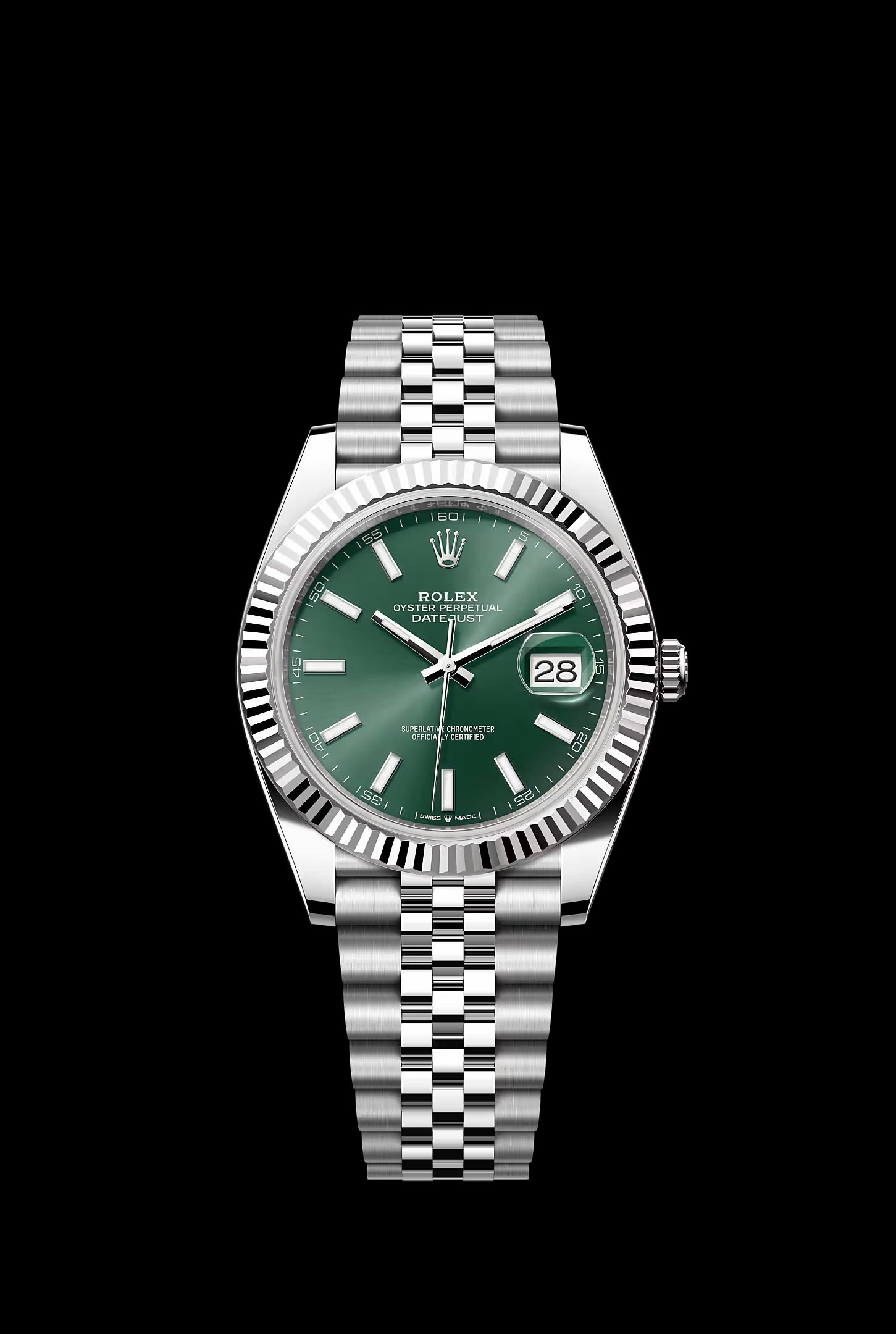 Rolex Datejust 41 – Esfera Verde, Bisel Estriado y Brazalete Jubilee