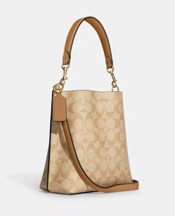 Coach Bucket Bag Signature Canvas Khaki Marrón