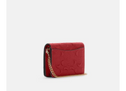 Coach Mini Wallet On A Chain Crossbody Signature Leather In Debossed Red