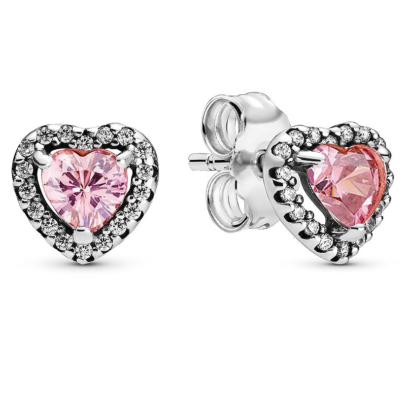 Pendientes De Corazón Rosa