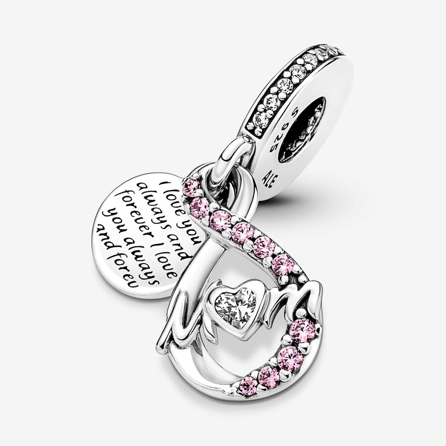 Charm Colgante Doble Mamá Infinito Pavé