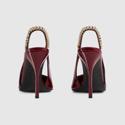 Zapato de salón Gucci Signoria con talón descubierto Rojo