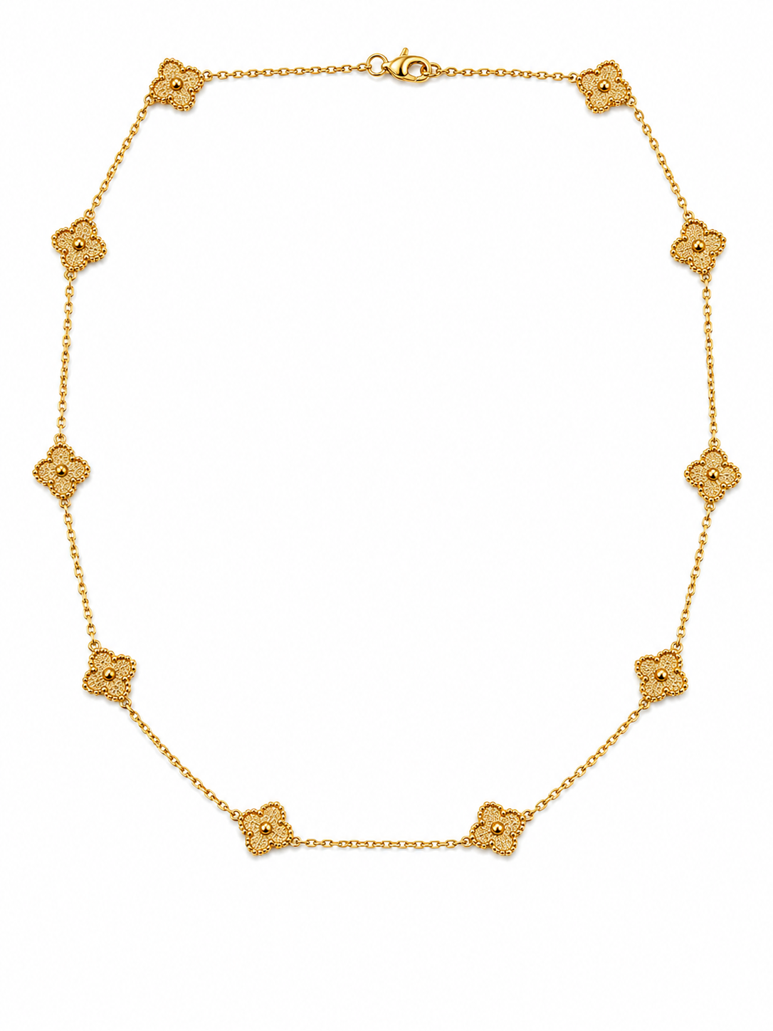 Collar Van Cleef Dorado Completo 10 Treboles Pequeños