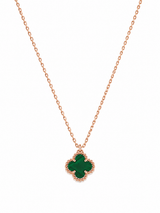 Collar Van Cleef Rose Gold 1 Trebol Verde Pequeño