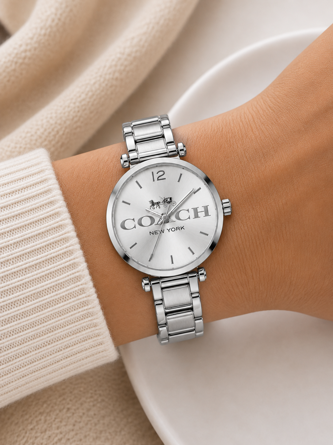 Reloj Coach Plateado Completo
