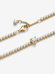Pulsera Tenis Corazón Brillante Dorado