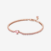 Pulsera Tenis Corazón Brillante Rose Gold