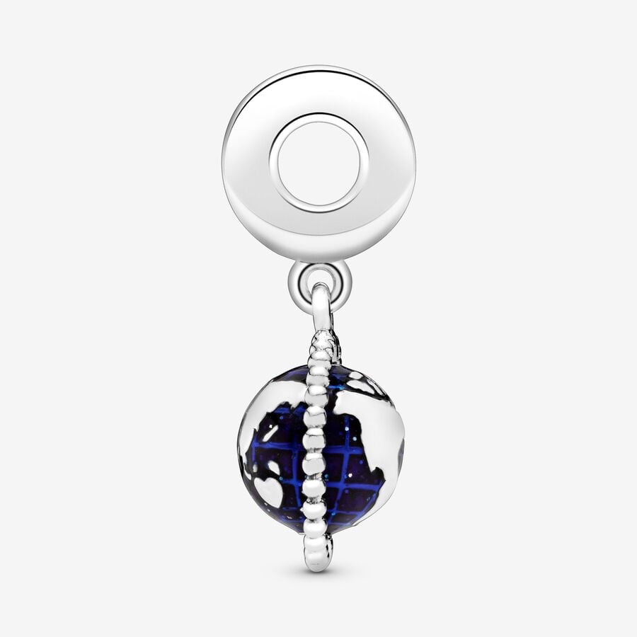 Charm colgante en plata de ley Globo Terraqueo Giratorio