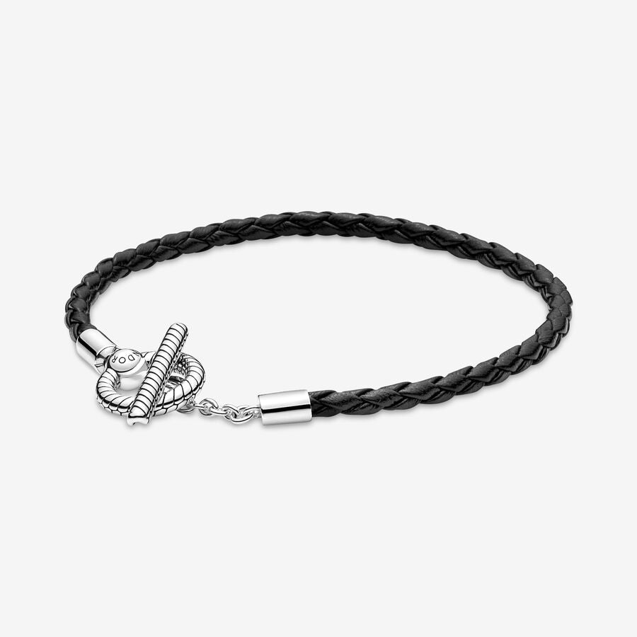 Pulsera En Leather Trenzado con Cierre en forma de T