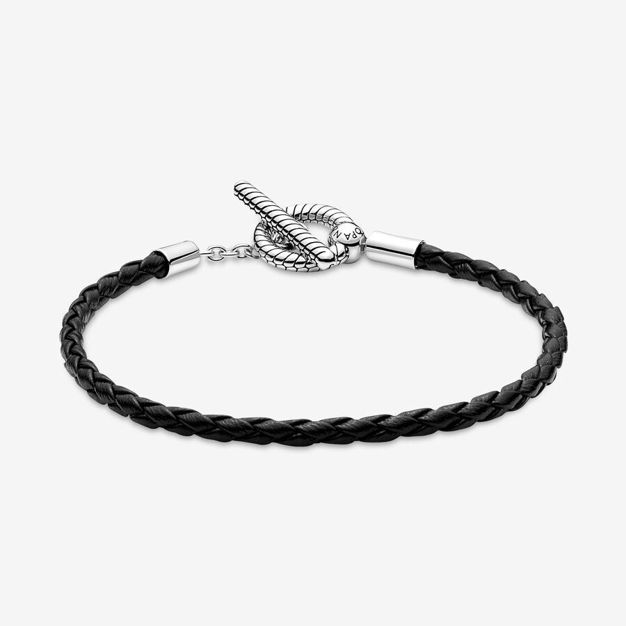 Pulsera En Leather Trenzado con Cierre en forma de T