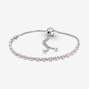 Pulsera rosa y transparente brillante con cierre deslizante