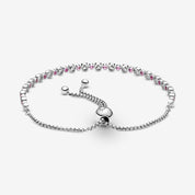 Pulsera rosa y transparente brillante con cierre deslizante