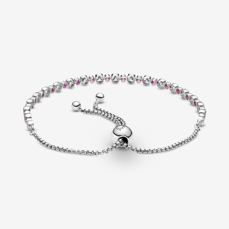 Pulsera rosa y transparente brillante con cierre deslizante