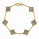 Pulsera Dorado Van Cleef Gris Treboles Pequeños