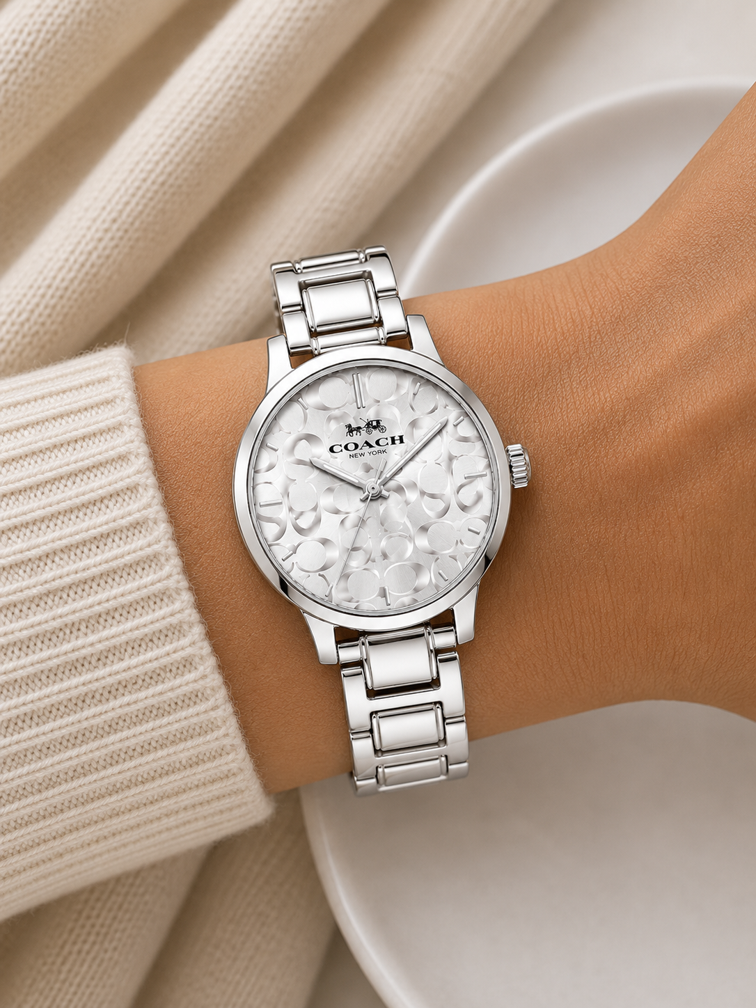Reloj Coach C Plateado Completo