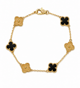 Pulsera Van Cleef Dorado y Negro Treboles Pequeños