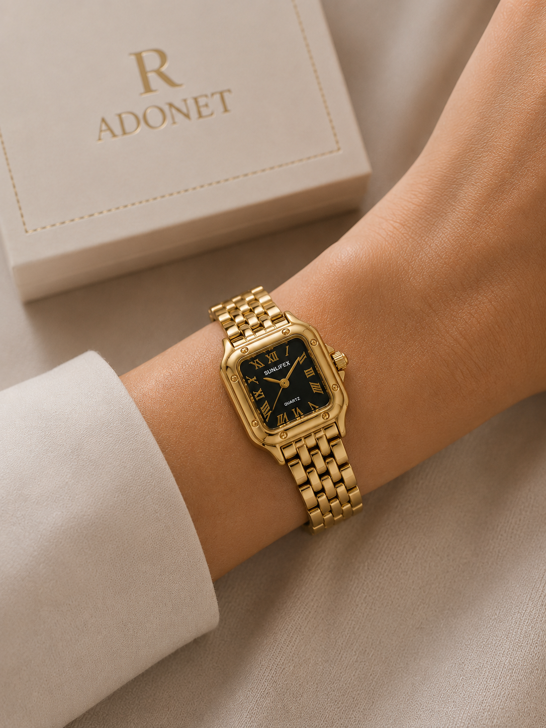 Reloj Tipo Cartier Dorado