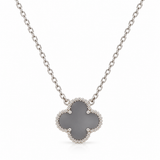 Collar Van Cleef 1 Trebol Gris Plateado