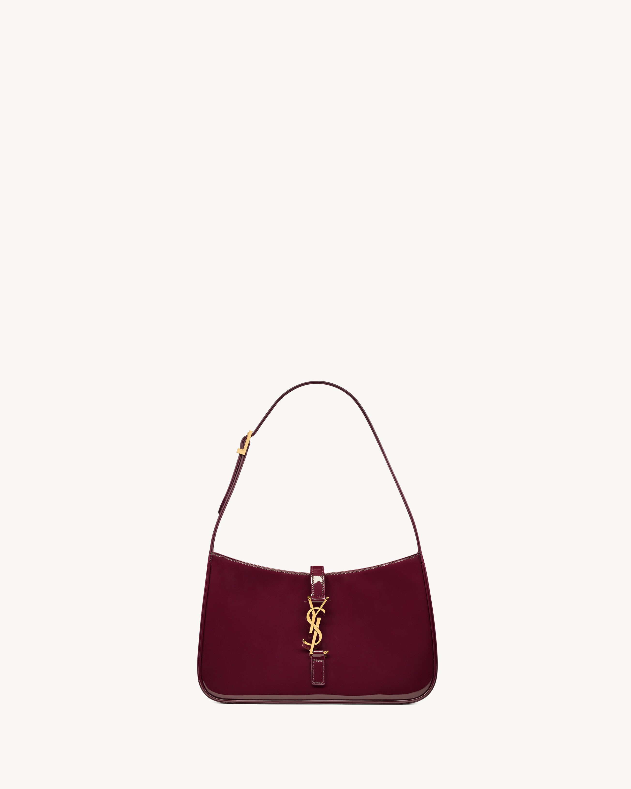 Saint Laurent Le 5 à 7 Hobo Rojo Vino con Logo Dorado