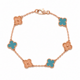 Pulsera Van Cleef Rose Gold y Azul Claro Treboles Pequeños