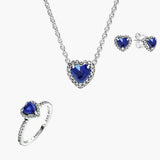 Conjunto Corazon Azul (Anillo + Collar + Pendientes)
