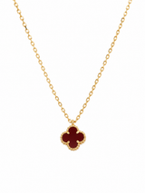 Collar Van Cleef Dorado 1 Trebol Rojo Pequeño