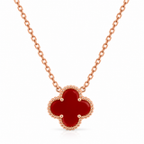 Collar Van Cleef 1 Trebol Rojo Rose Gold