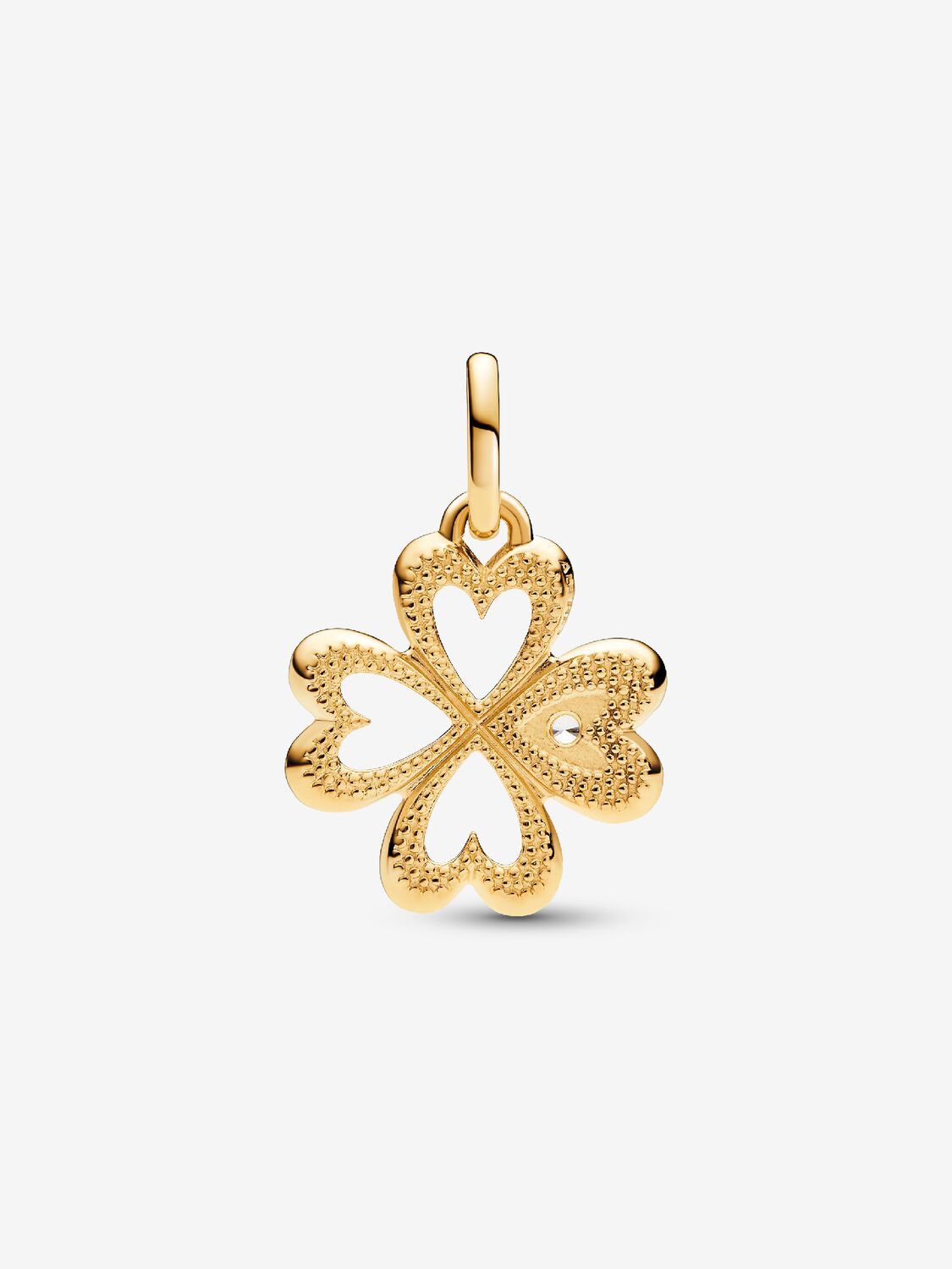 Medallón Dorado Trébol de Cuatro Hojas Corazón de Pandora ME