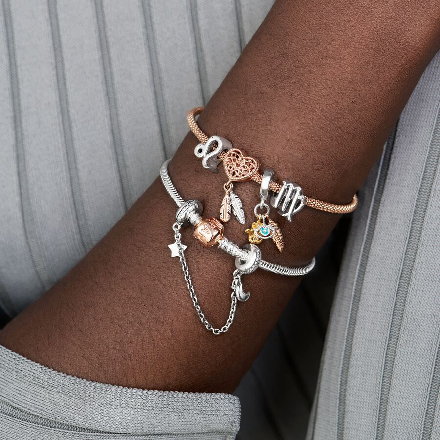 Charm Colgante Espiritualidad Mano de Hamsa, Ojo que Todo lo Ve y Pluma