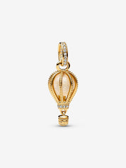 Charm Dorado Colgante Globo Aerostático Transparente