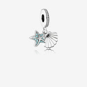 Charm colgante en plata de ley Estrella de Mar Tropical y Concha