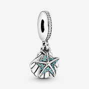 Charm colgante en plata de ley Estrella de Mar Tropical y Concha