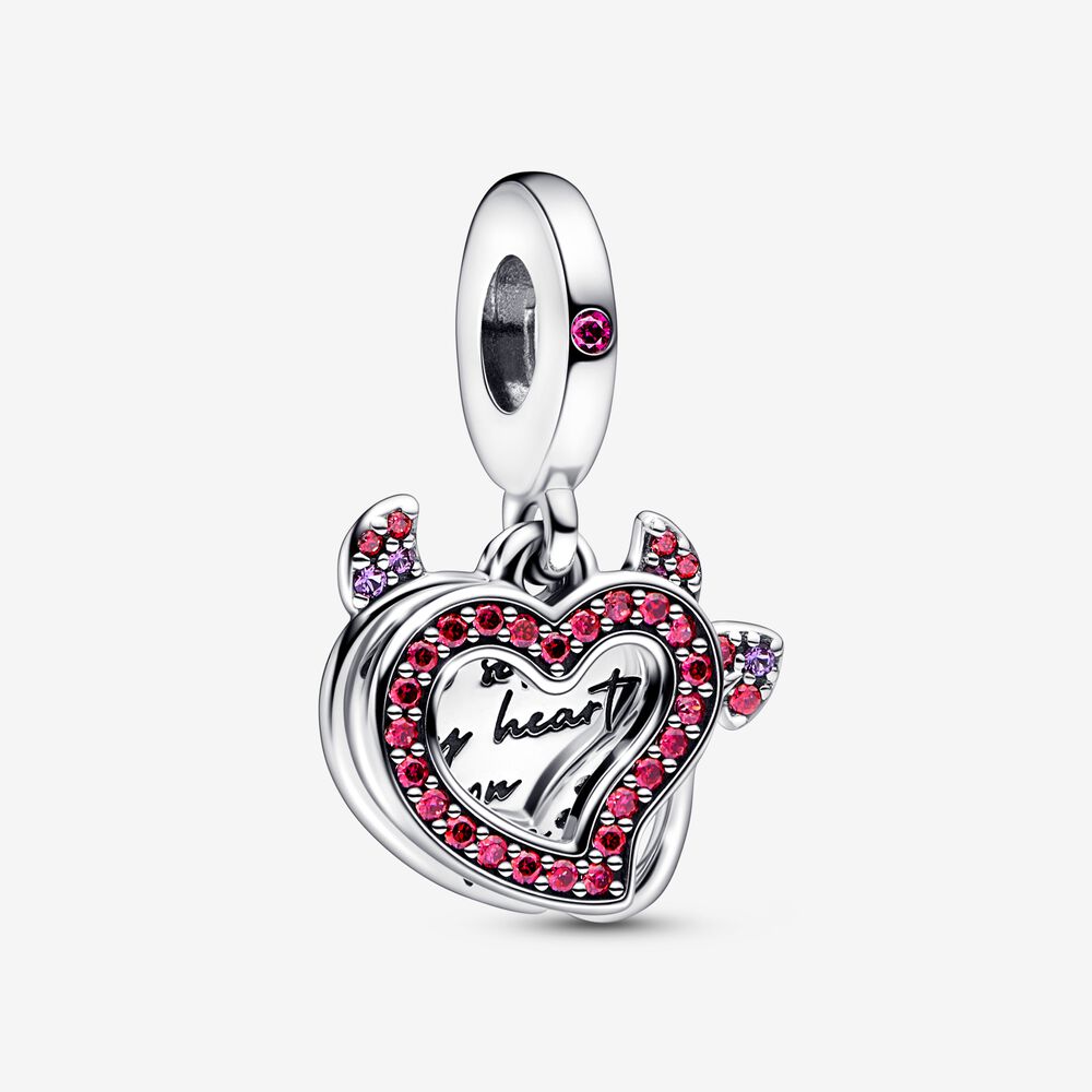 Charm Colgante Doble de Corazón de Diablo