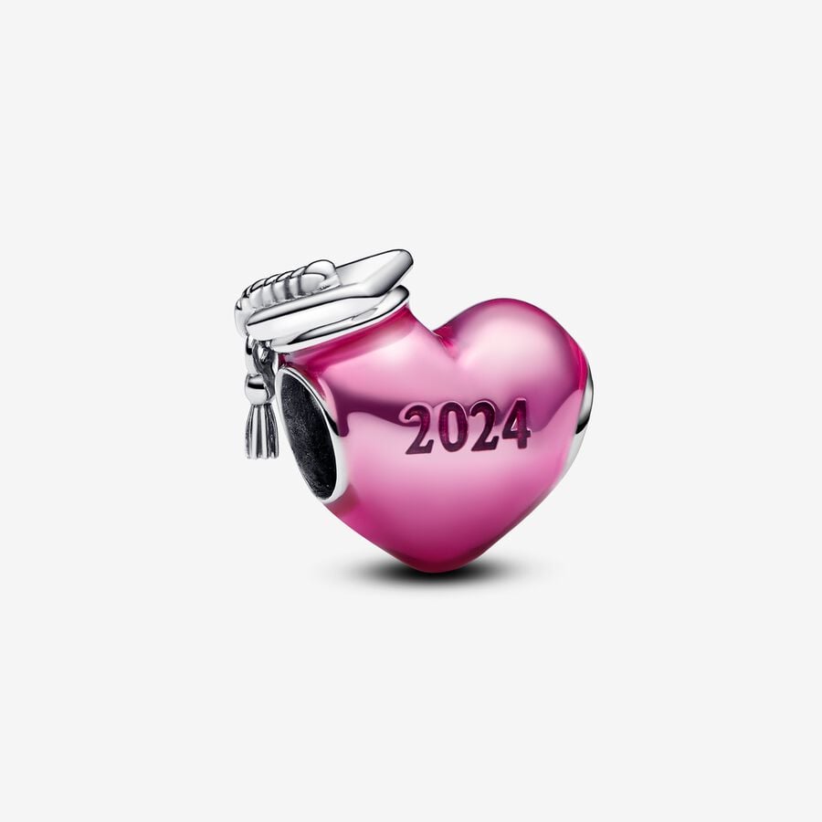 Charm de Corazón de Graduación Rosa 2024