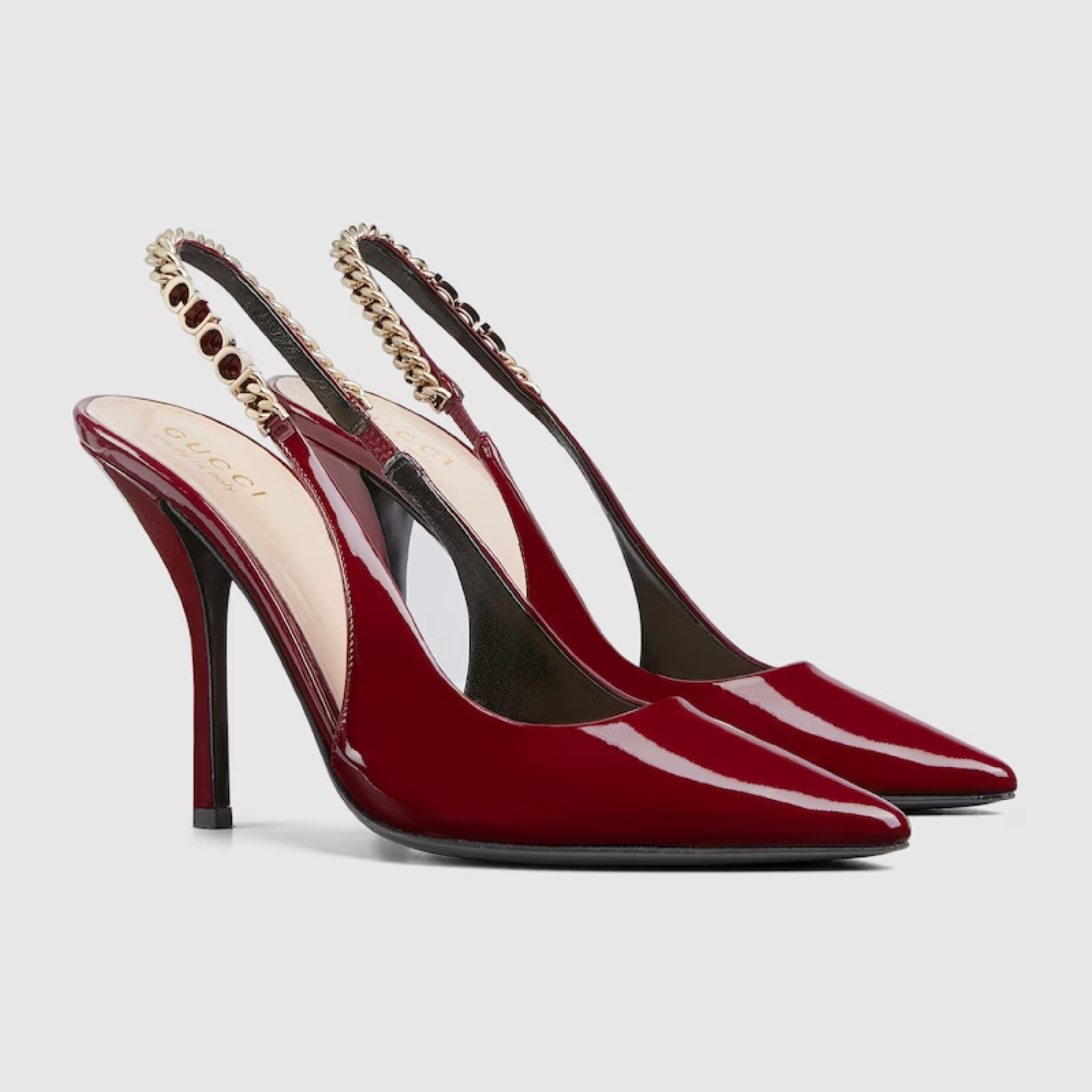 Zapato de salón Gucci Signoria con talón descubierto Rojo